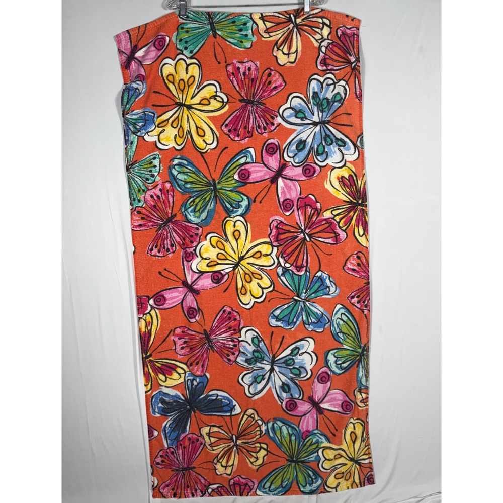 Mainstays Butterfly Beach Towel Orange Pink Blue 100% Cotton Retro Fairy 27"x55"